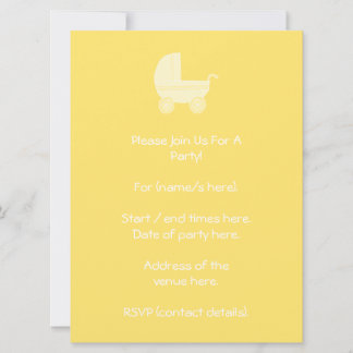 Yellow Baby Stroller. Invitation