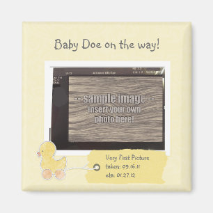 Yellow Baby Ultrasound Photo Custom Duck Magnet