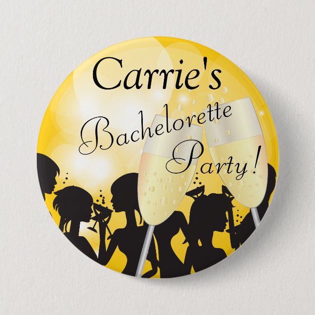 Yellow Bachelorette Diva Girls Night Out 3 Inch Round Button (Front)