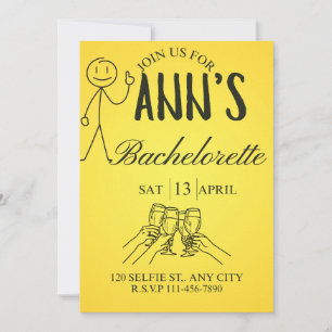 Yellow Bachelorrete  Invitation