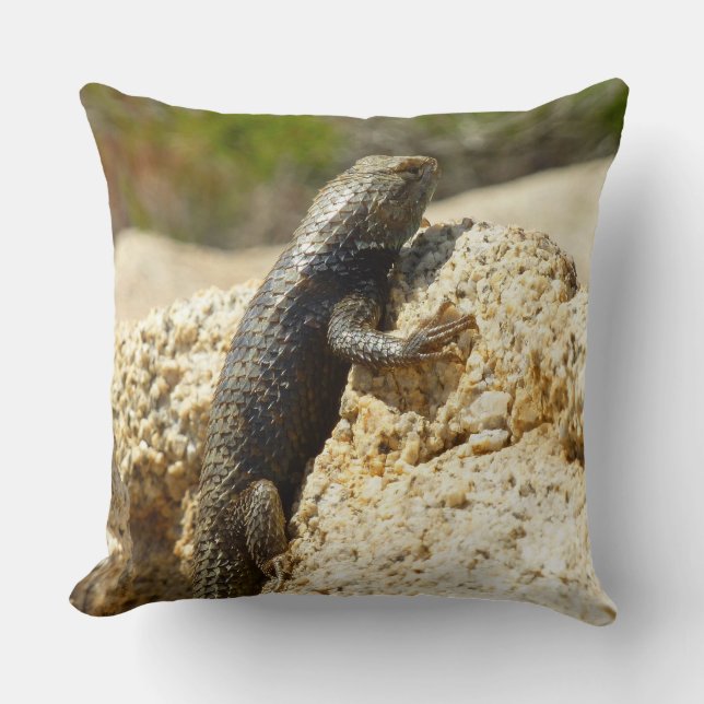 Yellow-Backed Spiny Lizard at Joshua Tree Throw Pillow (Front)