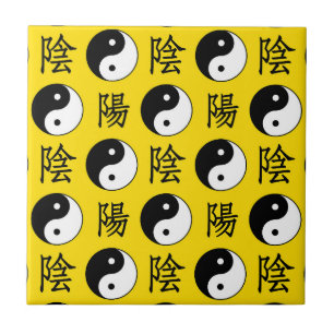 Yellow Background Chinese Yinyang Pattern Tile