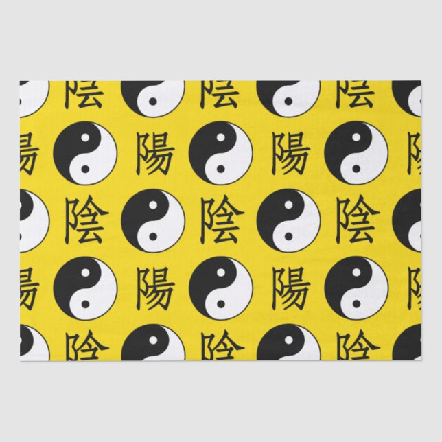 Yellow Background Chinese Yinyang Pattern Tissue Paper (Front)