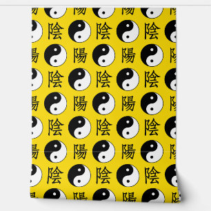 Yellow Background Chinese Yinyang Pattern Wallpaper