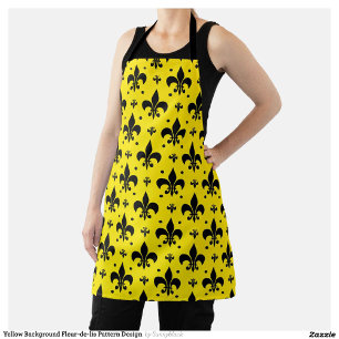 Yellow Background Fleur-de-lis Pattern Design Apron