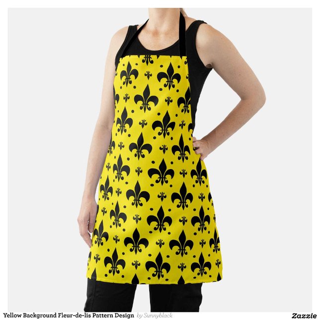 Yellow Background Fleur-de-lis Pattern Design  Apron (Creator Uploaded)