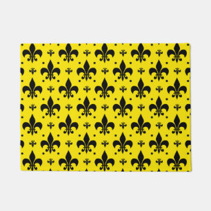 Yellow Background Fleur-de-lis Pattern Design Doormat