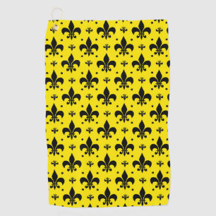 Yellow Background Fleur-de-lis Pattern Design  Golf Towel