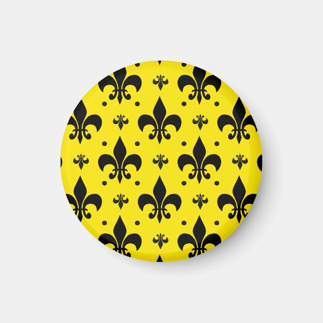 Yellow Background Fleur-de-lis Pattern Design  Magnet (Front)