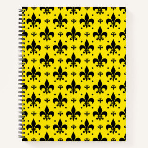 Yellow Background Fleur-de-lis Pattern Design Notebook