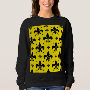 Yellow Background Fleur-de-lis Pattern Design Sweatshirt
