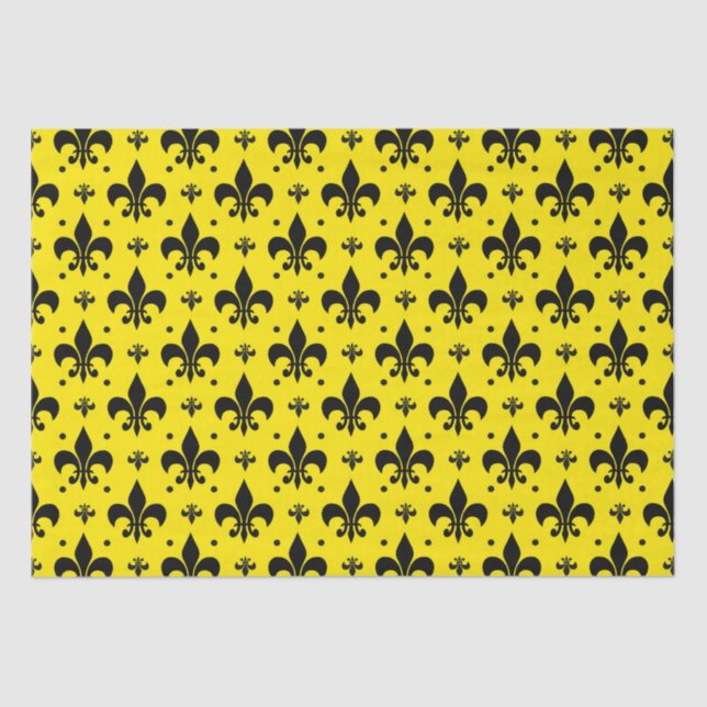 Yellow Background Fleur-de-lis Pattern Design  Tissue Paper (Front)