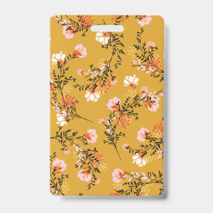 Yellow background flowers badge
