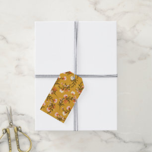 Yellow background flowers gift tags