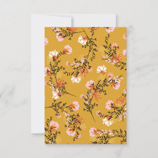 Yellow background flowers RSVP card (Front)