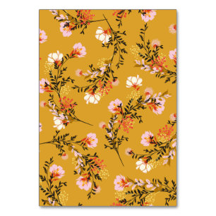 Yellow background flowers table number