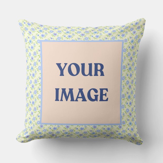 Yellow Background Happy Flowers Throw Pillow (Front)