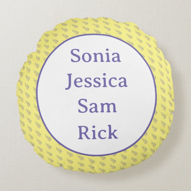 Yellow Background with Leaves  Round Pillow (Front)