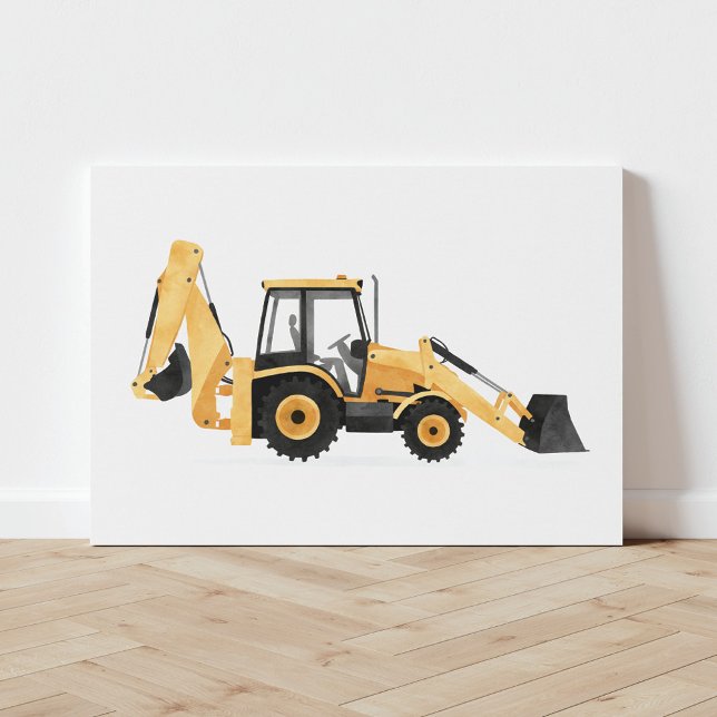 Yellow Backhoe Loader Construction Vehicle Canvas Print (Creator Uploaded)