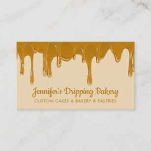 Yellow Bakery Pastry Chef Abstract Dripping Honey Business Card