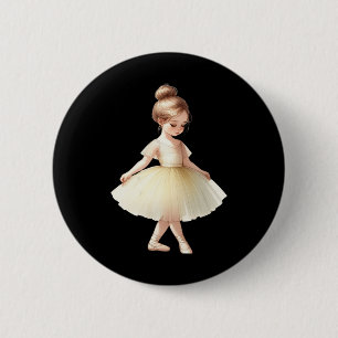 Yellow Ballerina Girl Dancing Ballet Watercolor 2 Inch Round Button