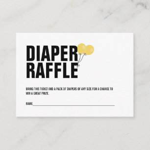 Yellow Balloon Baby Shower Diaper Raffle Ticket Enclosure Card