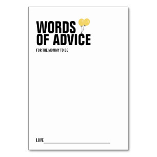 Yellow Balloon Baby Shower Mommy Advice Card