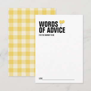 Yellow Balloon Baby Shower Mommy Advice Card