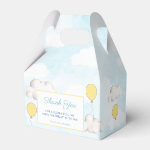 Yellow Balloons Clouds Birthday Christening Party Favor Box