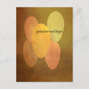 Yellow Balloons Norwegian Happy Birthday Postcard