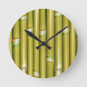 Yellow Bamboo Round Clock