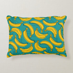 Yellow Banana: Black Outline Vintage Accent Pillow