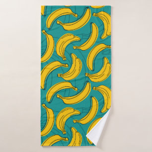 Yellow Banana: Black Outline Vintage Bath Towel