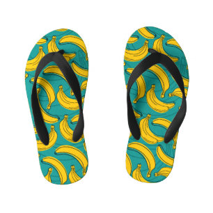 Yellow Banana: Black Outline Vintage Kid's Flip Flops