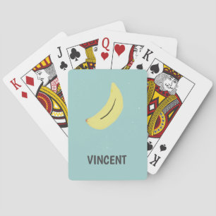 Yellow banana drawing blue personalized playing cards