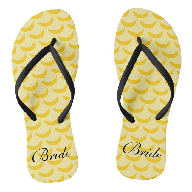 Yellow banana fruit pattern custom name flip flops (Footbed)