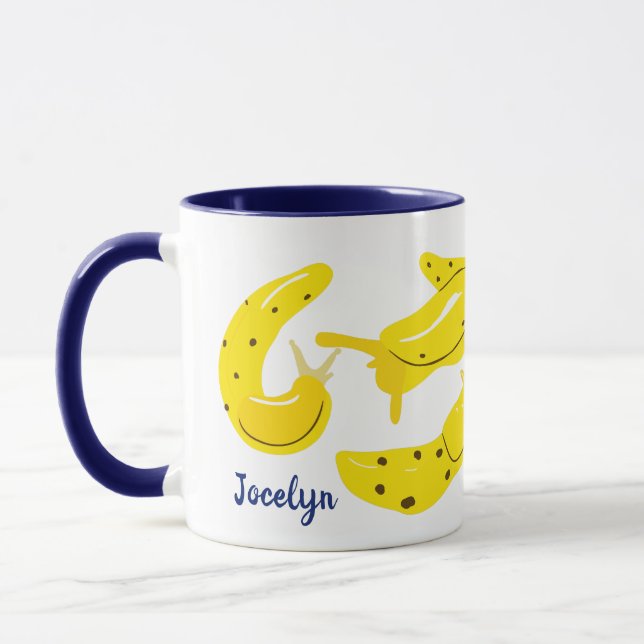 Yellow Banana Slugs Personalized Illustrated Mug (Left)