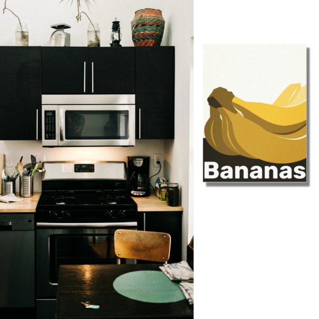Yellow Bananas, Black, White Kitchen Wall Decor (Creator Uploaded)