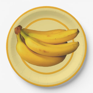 Yellow bananas Bunch on a Paper Plate