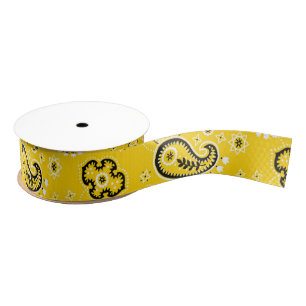 Yellow Bandana Modern Cowboy Gift Wrap Grosgrain Ribbon