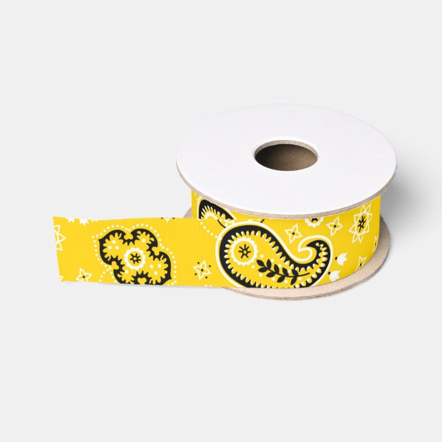 Yellow Bandana Modern Cowboy Gift Wrap Grosgrain Ribbon (Spool)