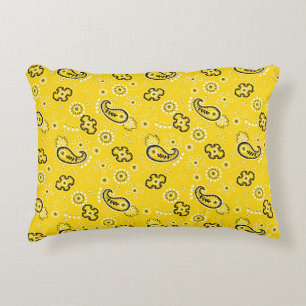 Yellow Bandana Pattern Modern Retro Colourful Fun Accent Pillow