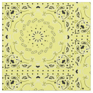 yellow bandana print cowgirl hearts fabric