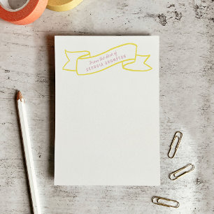 Yellow Banner Violet Purple Personalized Name Post-it Notes