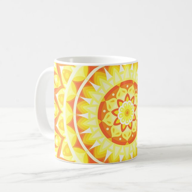 Yellow Base Mandala Mug (Front Left)