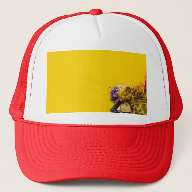 yellow basket trucker hat (Front)