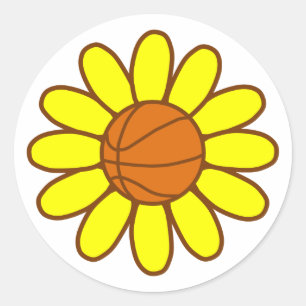 Yellow Basketball Girl Classic Round Sticker