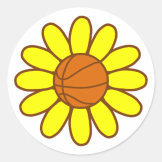 Yellow Basketball Girl Classic Round Sticker