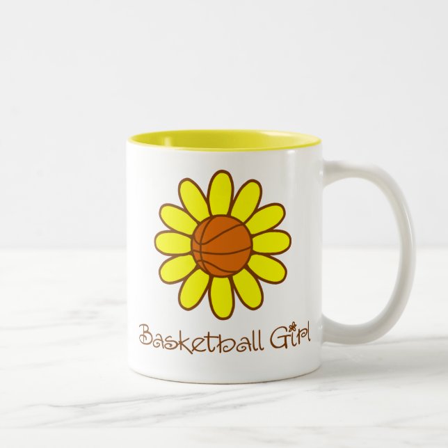 Yellow Basketball Girl Two-Tone Coffee Mug (Right)
