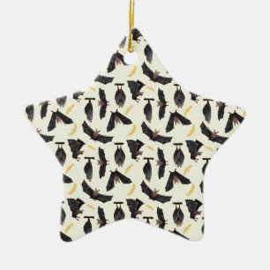 yellow bats ceramic ornament